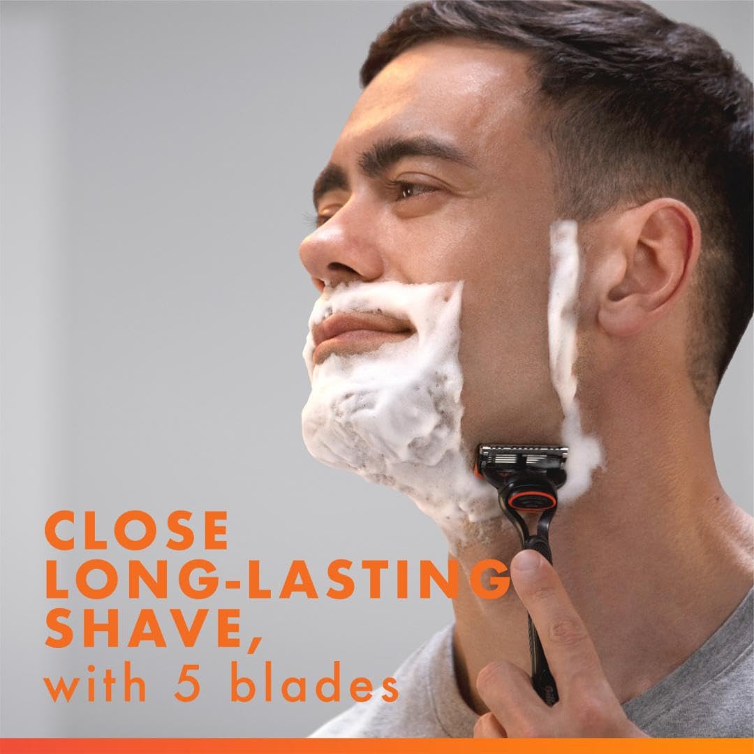 Gillette Fusion5 Lubrastrip visible for smoother glide during shaving.