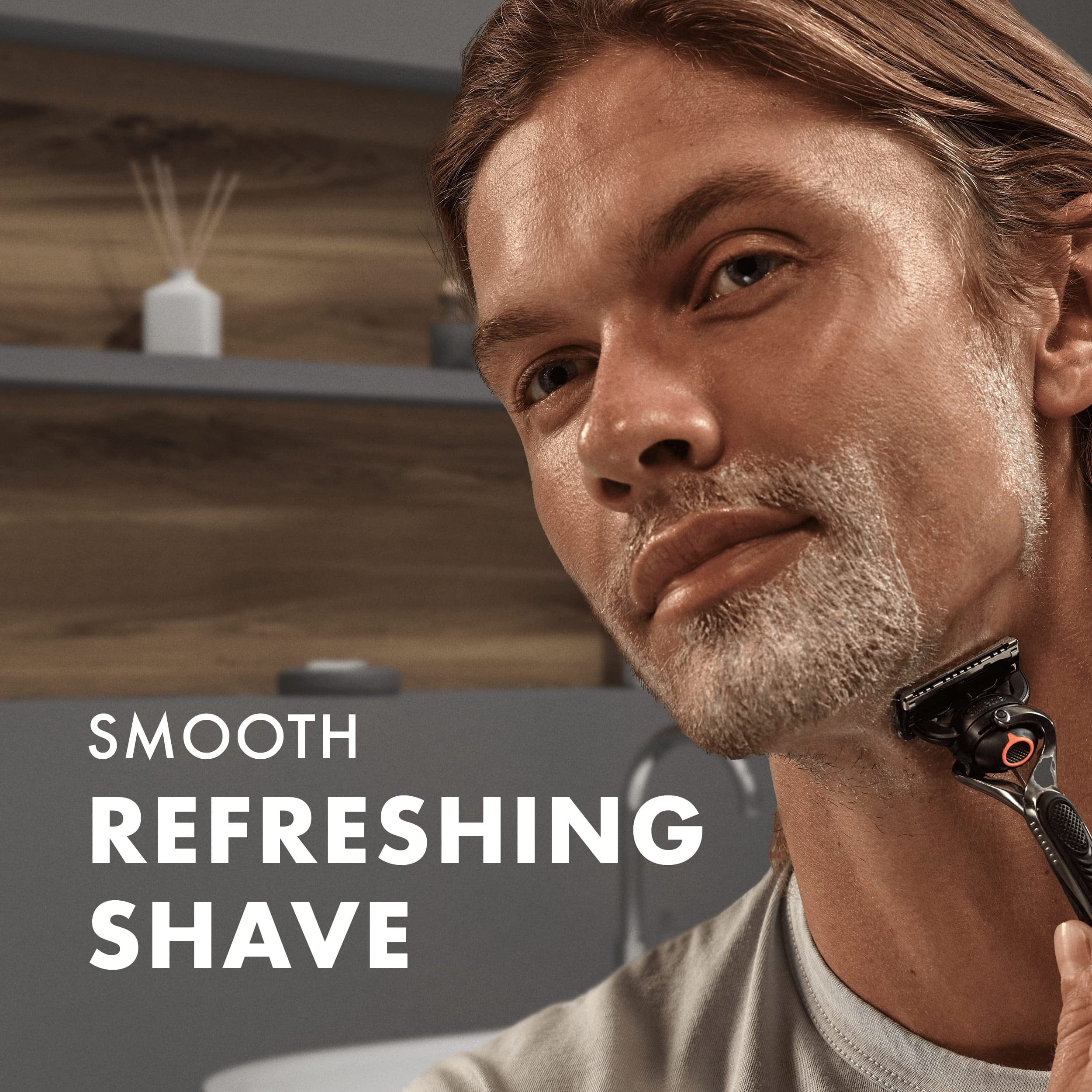Gillette Fusion5 Ultra Sensitive gel after rinse shows comfortable skin feel