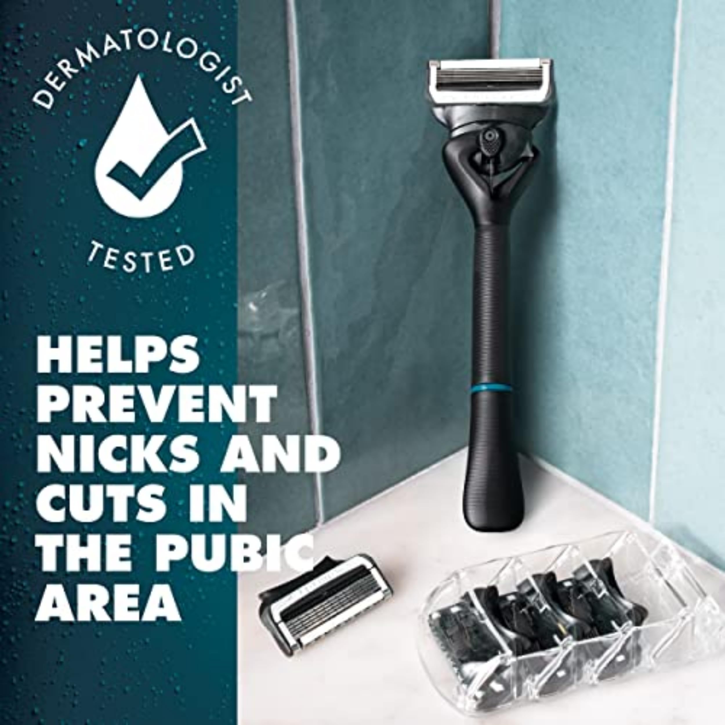 Gillette Intimate flexball handle adapting to contours for hard-to-reach areas.