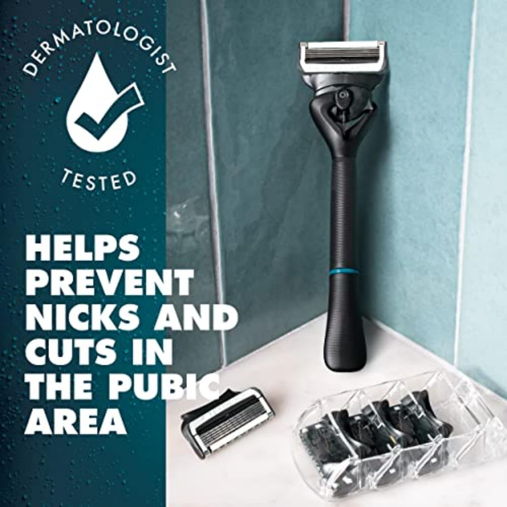 Gillette Intimate flexball handle adapting to contours for hard-to-reach areas.