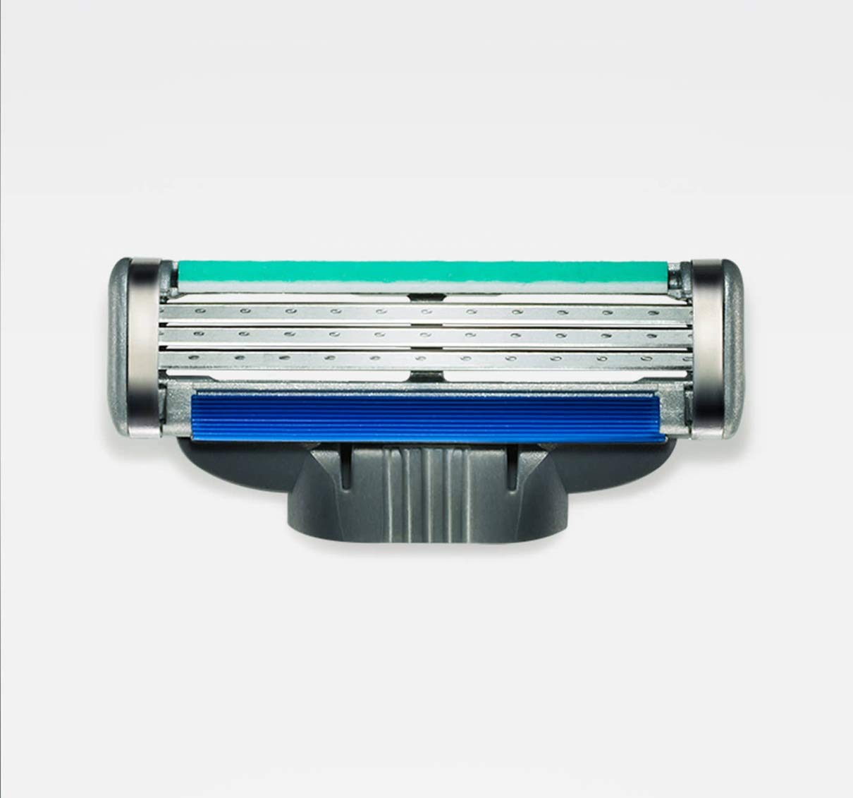 Close-up of Gillette Mach 3 Turbo refill blades showing three blades for a smooth shave.