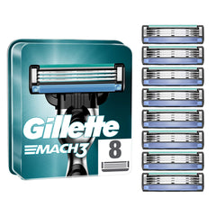 Gillette Mach3 refill blades close-up showing precision blades for a smooth shave.