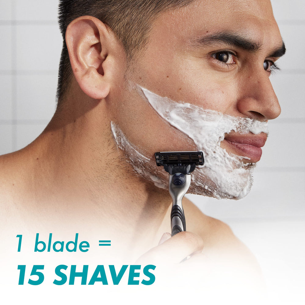 Gillette Mach3 refills open blade architecture enables easy rinsing.