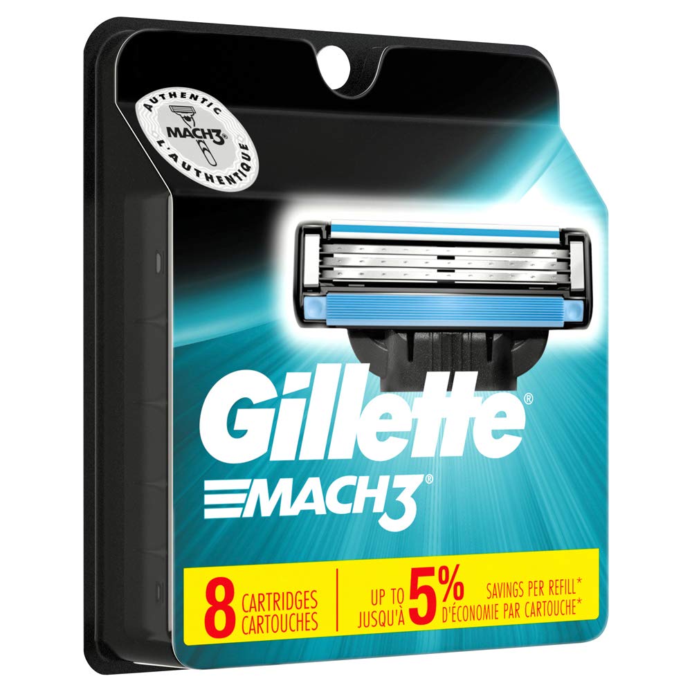 Gillette Mach3 replacement cartridge close-up for a smooth shave with fewer strokes