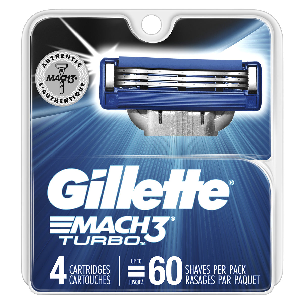 Gillette Mach3 Turbo close-up blades for a close shave.