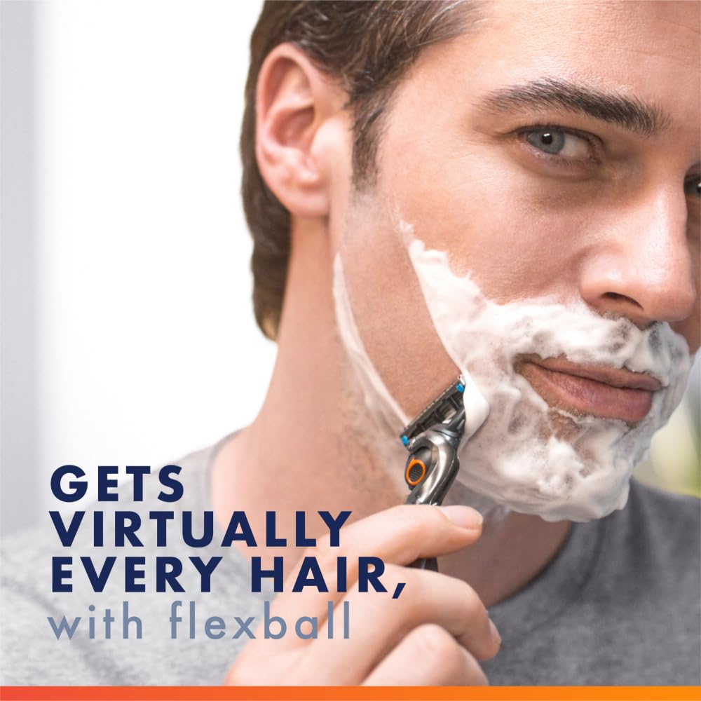 Gillette ProGlide Chill blue Lubrastrip closeup highlighting cooling sensation during shave.