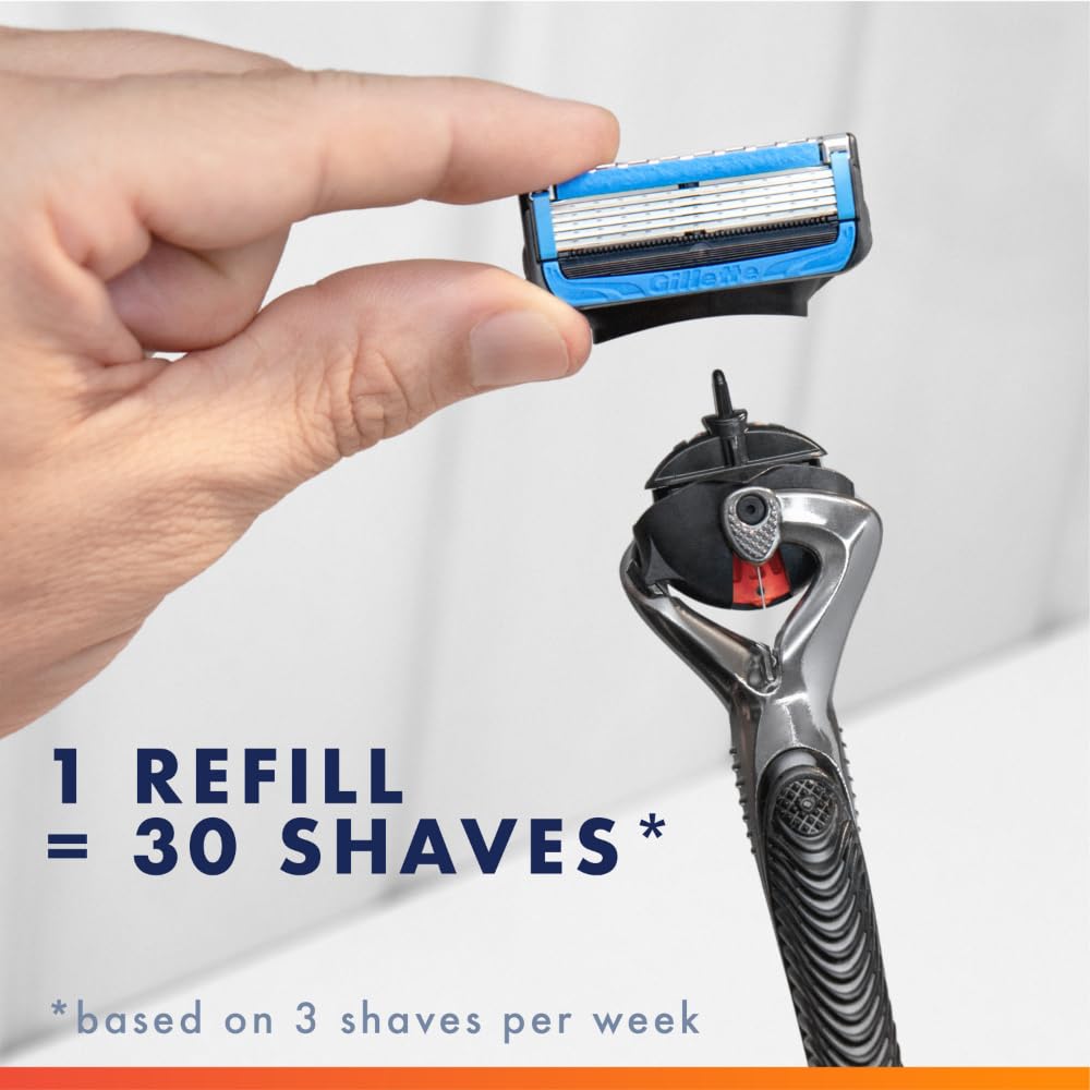 Gillette ProGlide Chill microfins image showing skin-stretch prep for smoother passes.