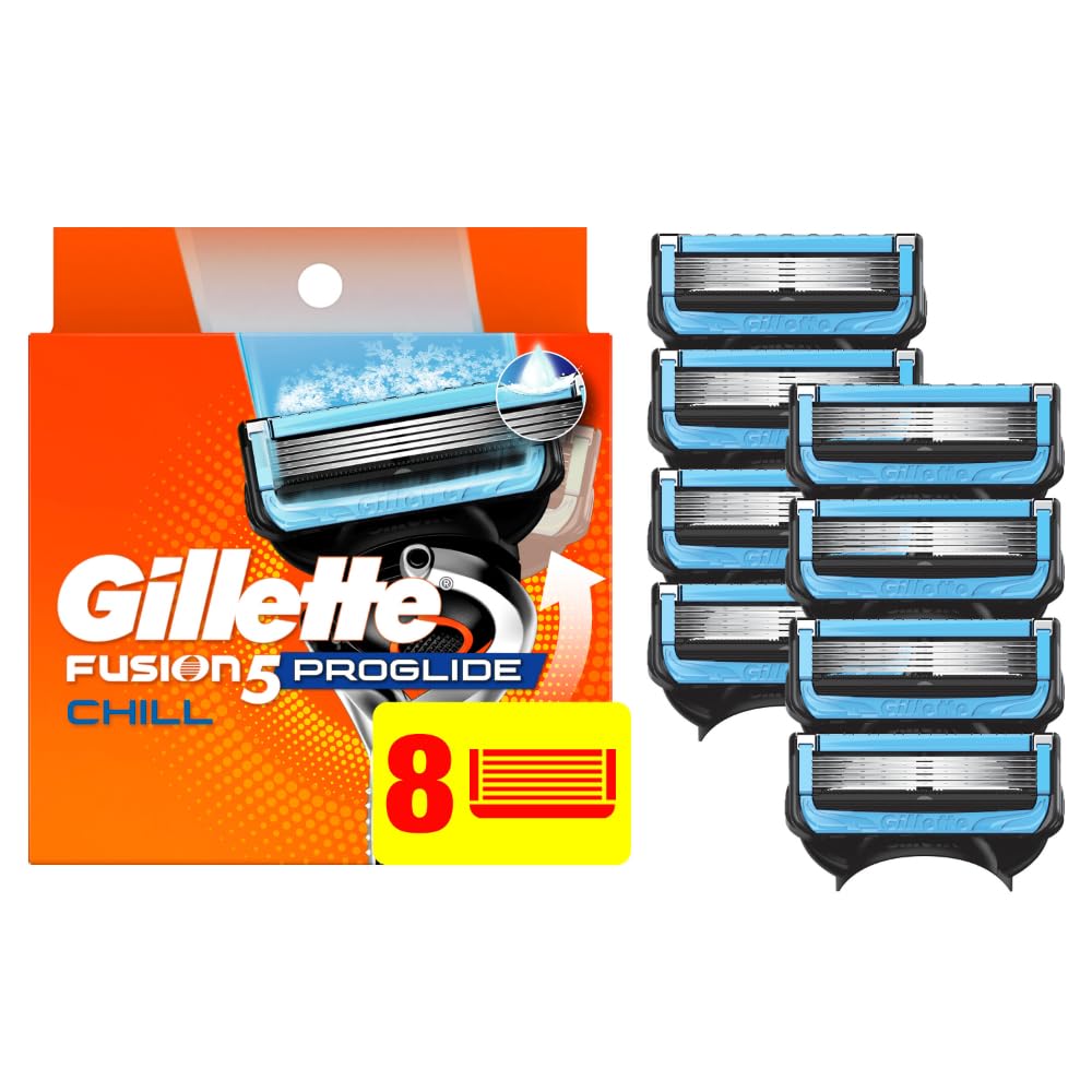 Gillette ProGlide Chill refills pack front view for easy, uninterrupted shaving routine.
