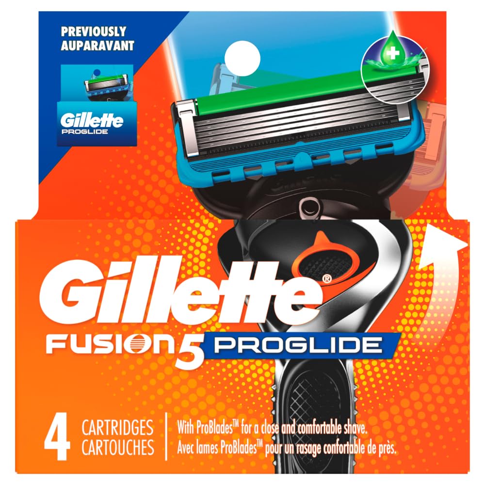Gillette ProGlide refills text indicating up to 20 shaves per blade