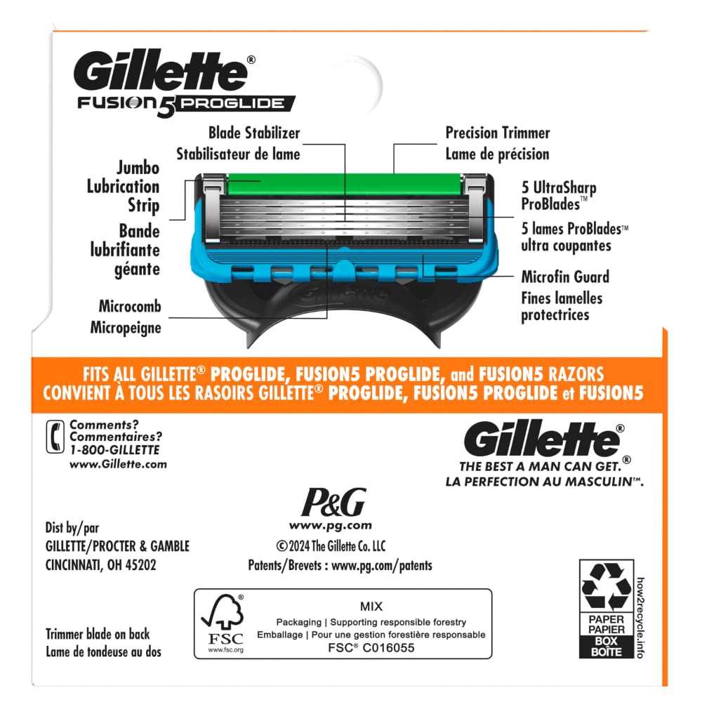 Gillette ProGlide refills compatibility with all 5-blade handles shown