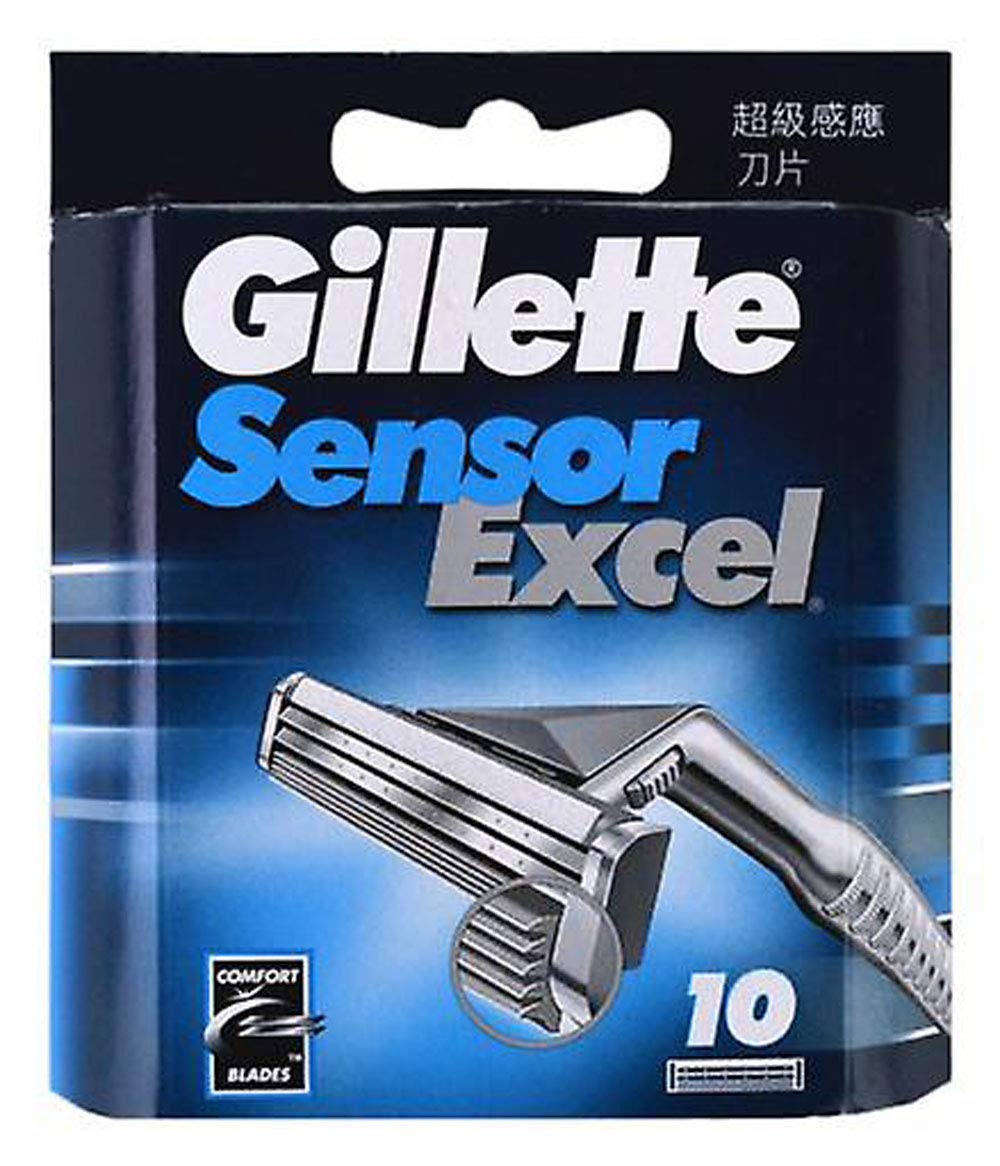 Gillette Sensor Excel 50-count packaging shows convenient cartridge replacement.