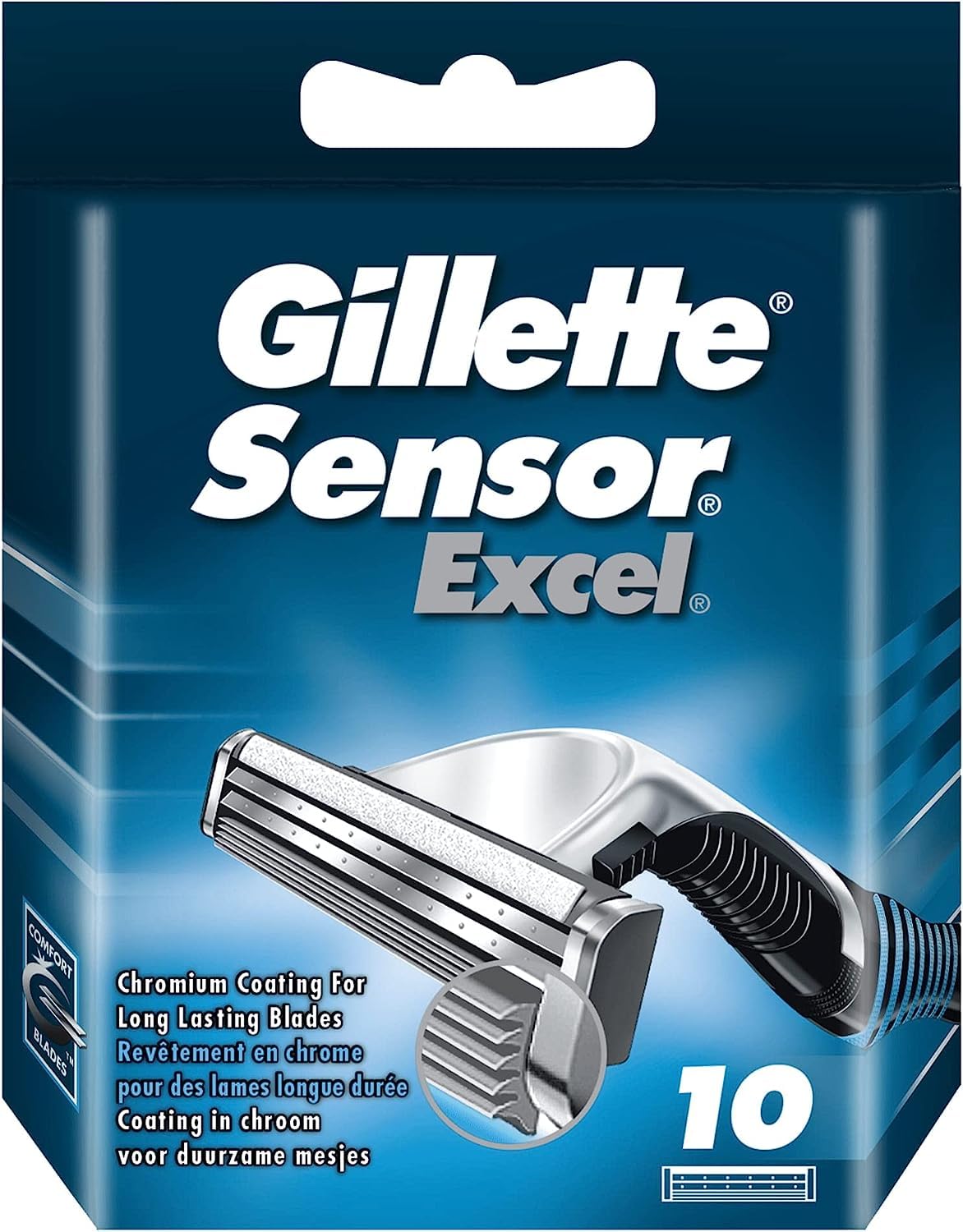 Gillette Sensor Excel cartridges close-up showing blades for a precise shave.