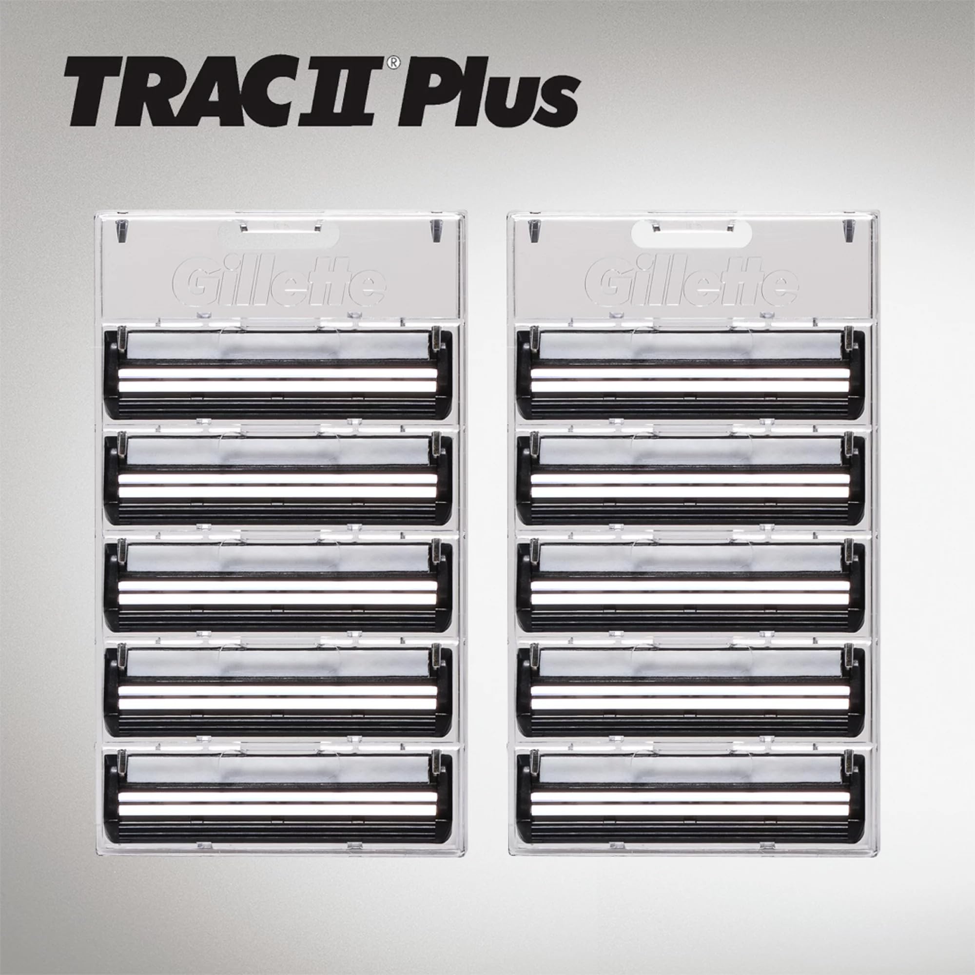 Gillette TRAC II twin blades closeup reveals precise contour control.