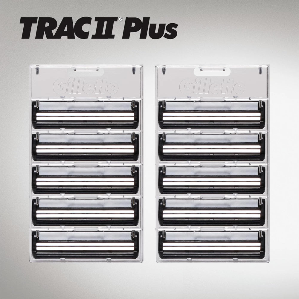 Gillette TRAC II twin blades closeup reveals precise contour control.