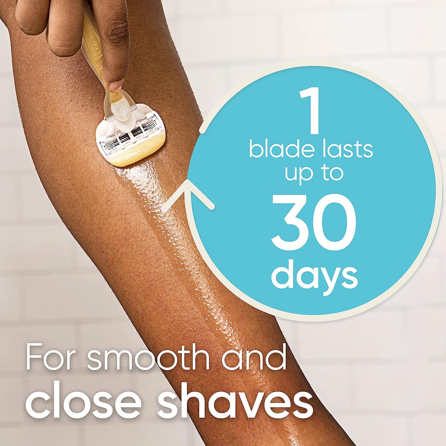 Gillette Venus adaptive pivoting design follows body contours for easier angle.