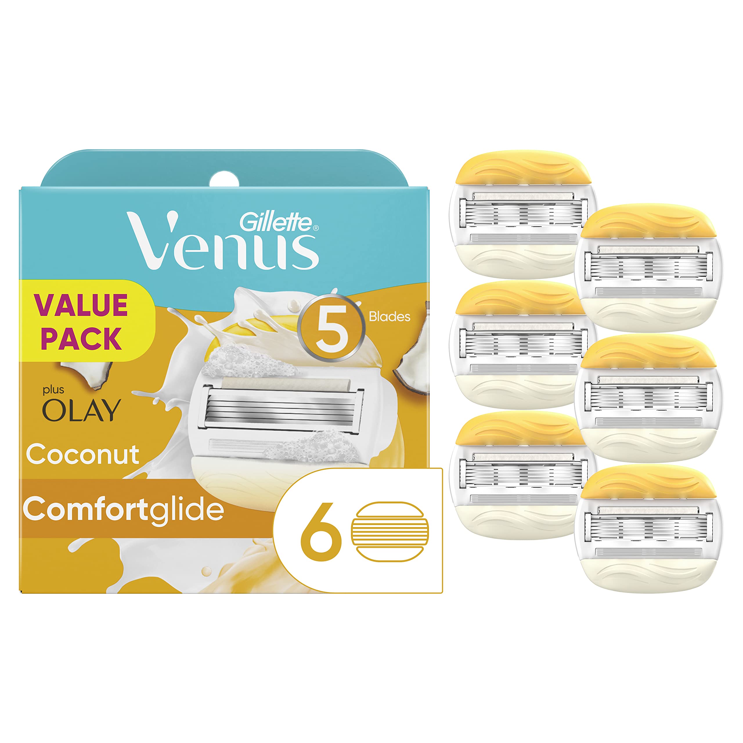 Gillette Venus ComfortGlide refill with five blades for a close shave