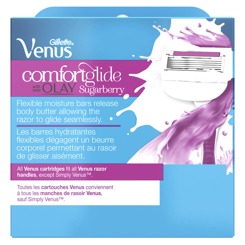 Gillette Venus ComfortGlide Sugarberry moisture bars close-up delivering conditioning release