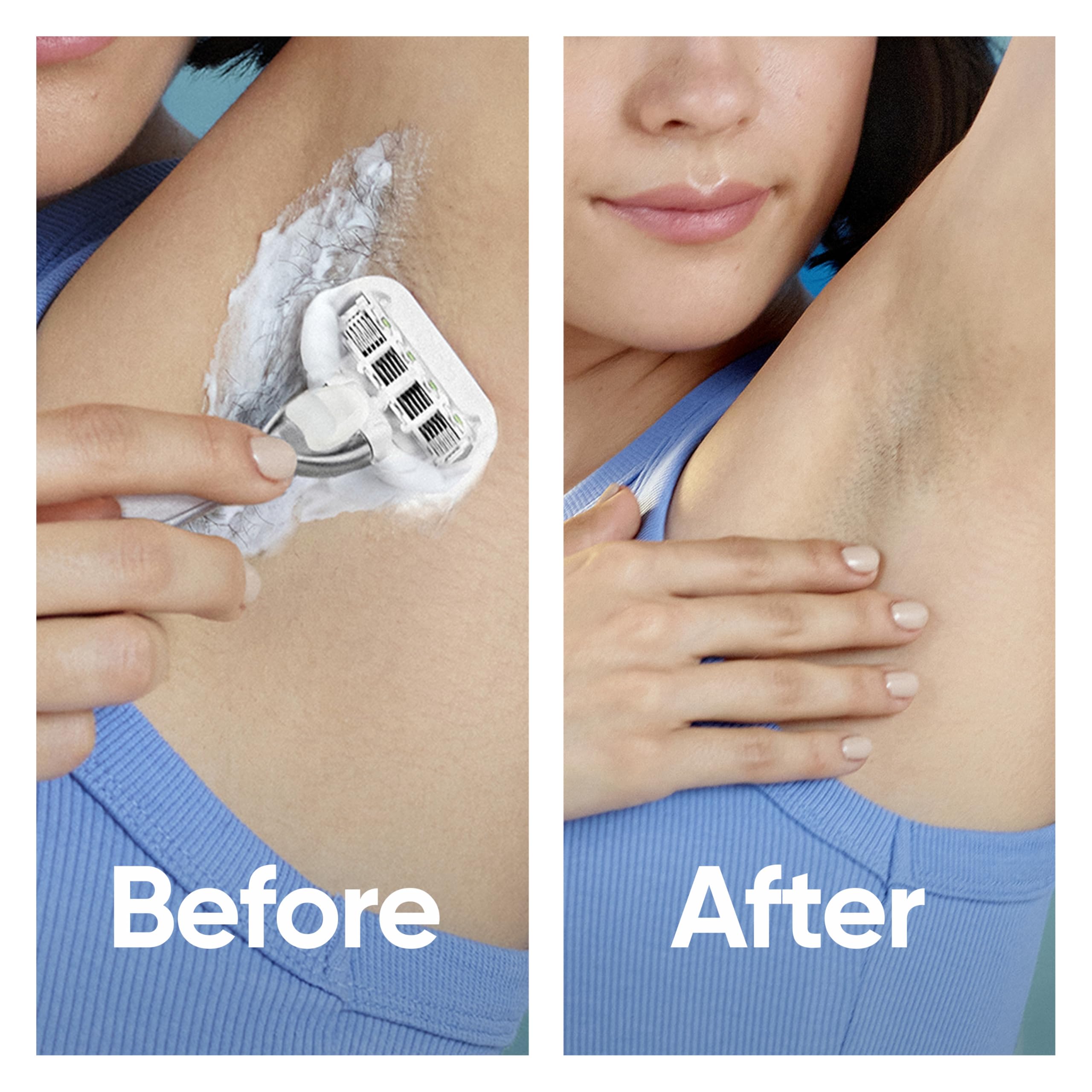 Gillette Venus Deluxe Smooth Sensitive used on knees and ankles for contour-friendly shaving.