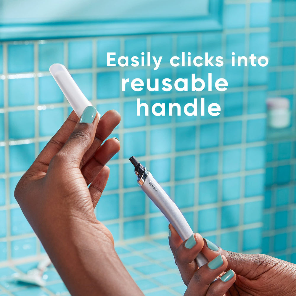 Gillette Venus dermaplaning blade refill clicks into handle for controlled grooming