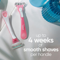 Gillette Venus close-up of three blades showing protective cushions for gentle shaving