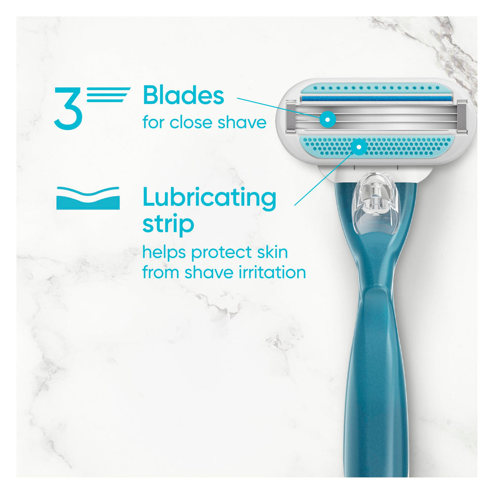 Gillette Venus Smooth elastomer cushions protect skin during shaving.