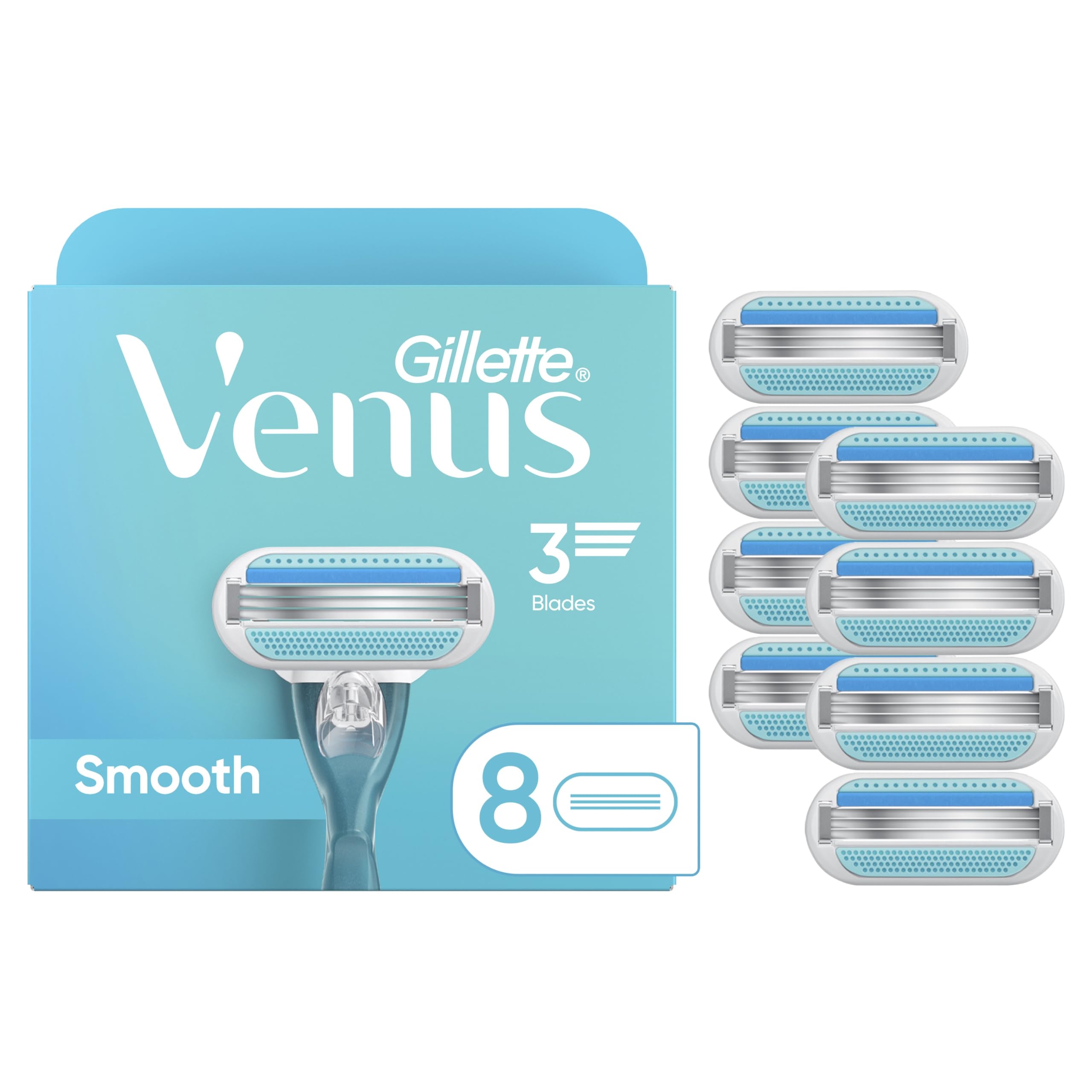 Gillette Venus Smooth refill packaging for an eight-count supply.