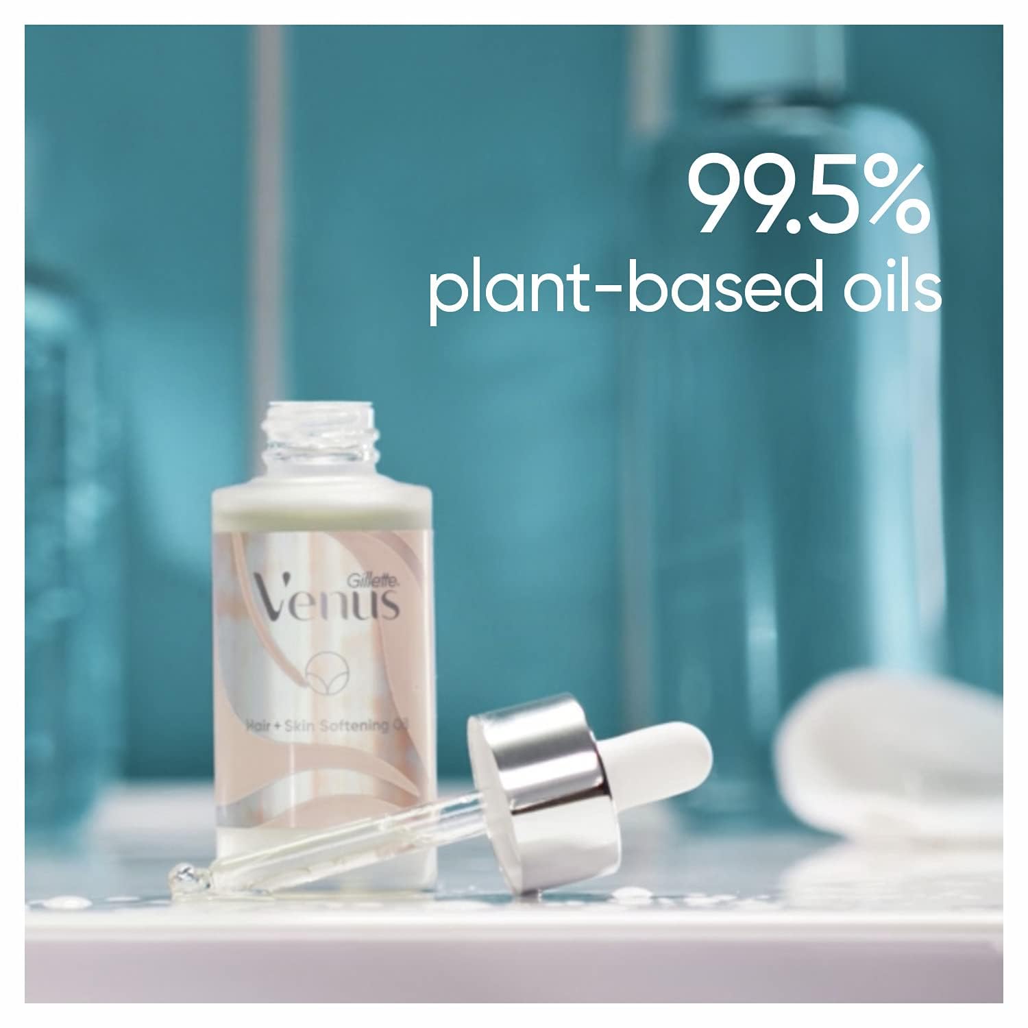 Gillette Venus Softening Oil application on skin for silky-smooth comfort