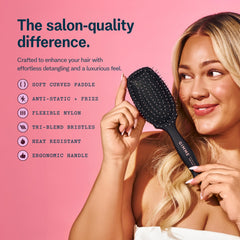 GIMME Beauty Detangling Brush hair-care routine shot emphasizes detangling after shower.