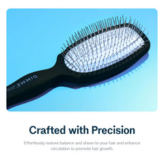 GIMME metal bristle brush scalp care action showing gentle scalp massaging motion