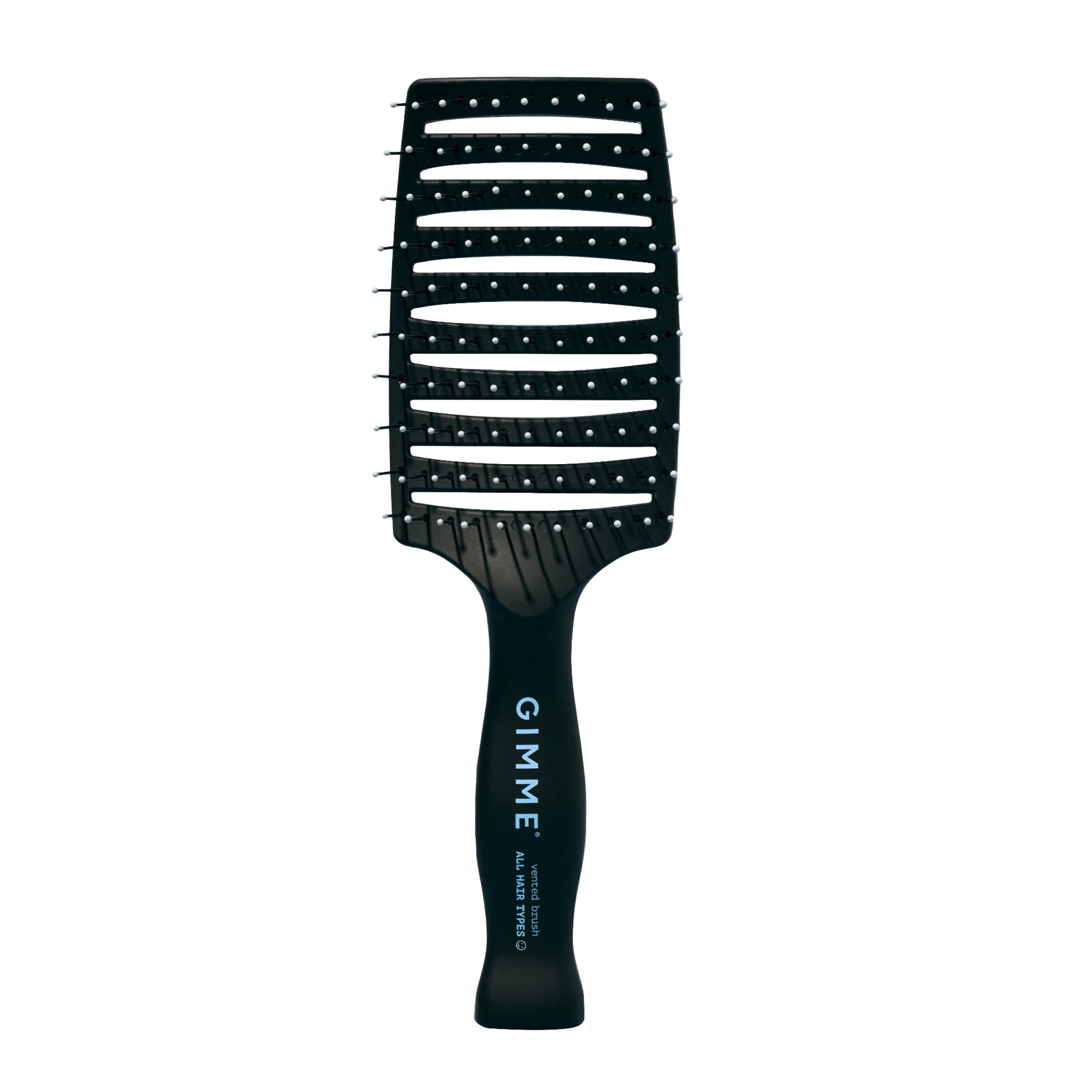 GIMME Beauty vented detangling brush front view, smooth detangling for all hair types