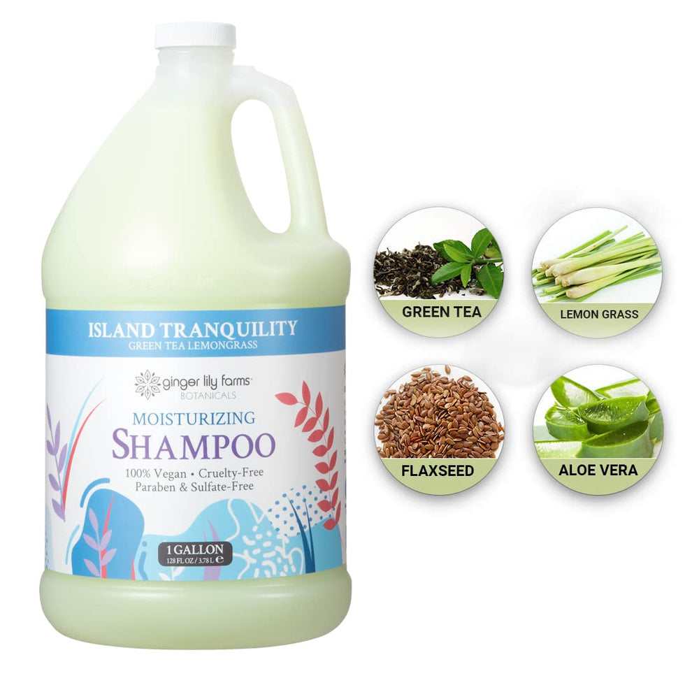 Ginger Lily Farms 1-gallon refill packaging emphasizes eco-friendly bulk option.