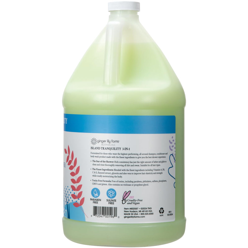Ginger Lily Farms Botanicals 3-in-1 bottle lathers hair and skin smoothly.
