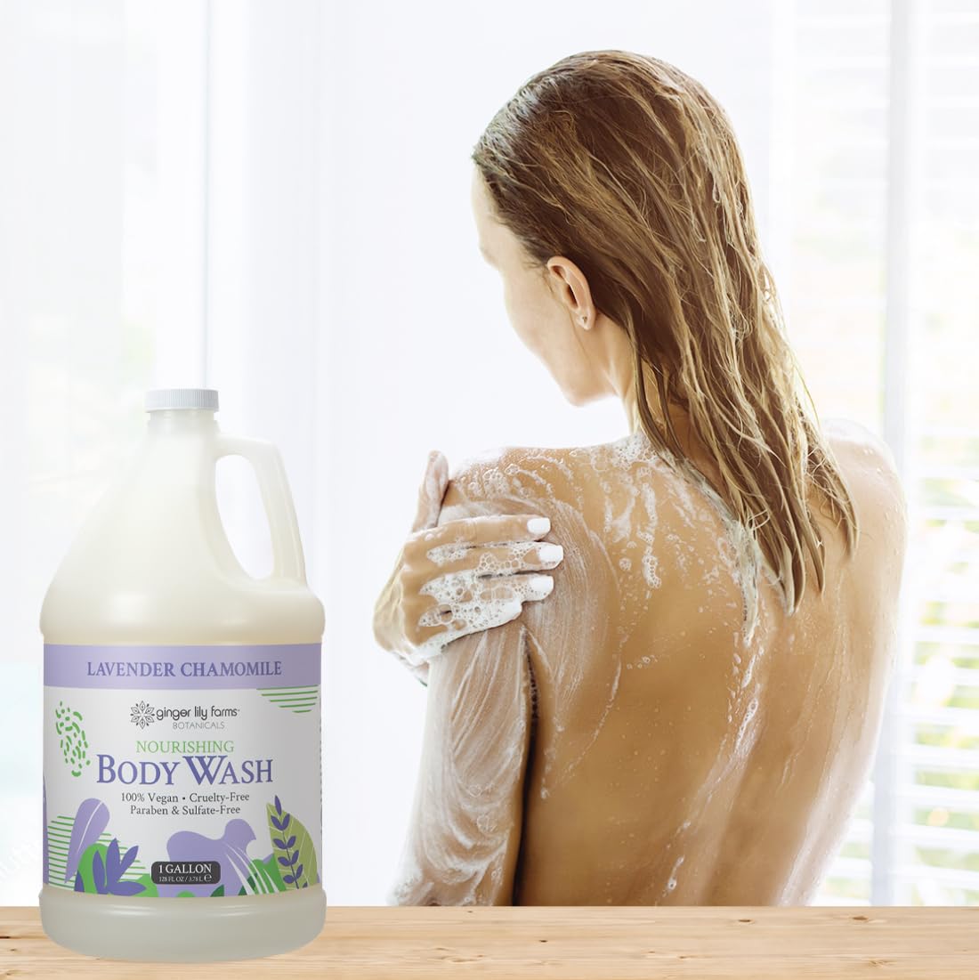 Ginger Lily Farms Botanicals body wash cap facilitates easy, mess-free refills.