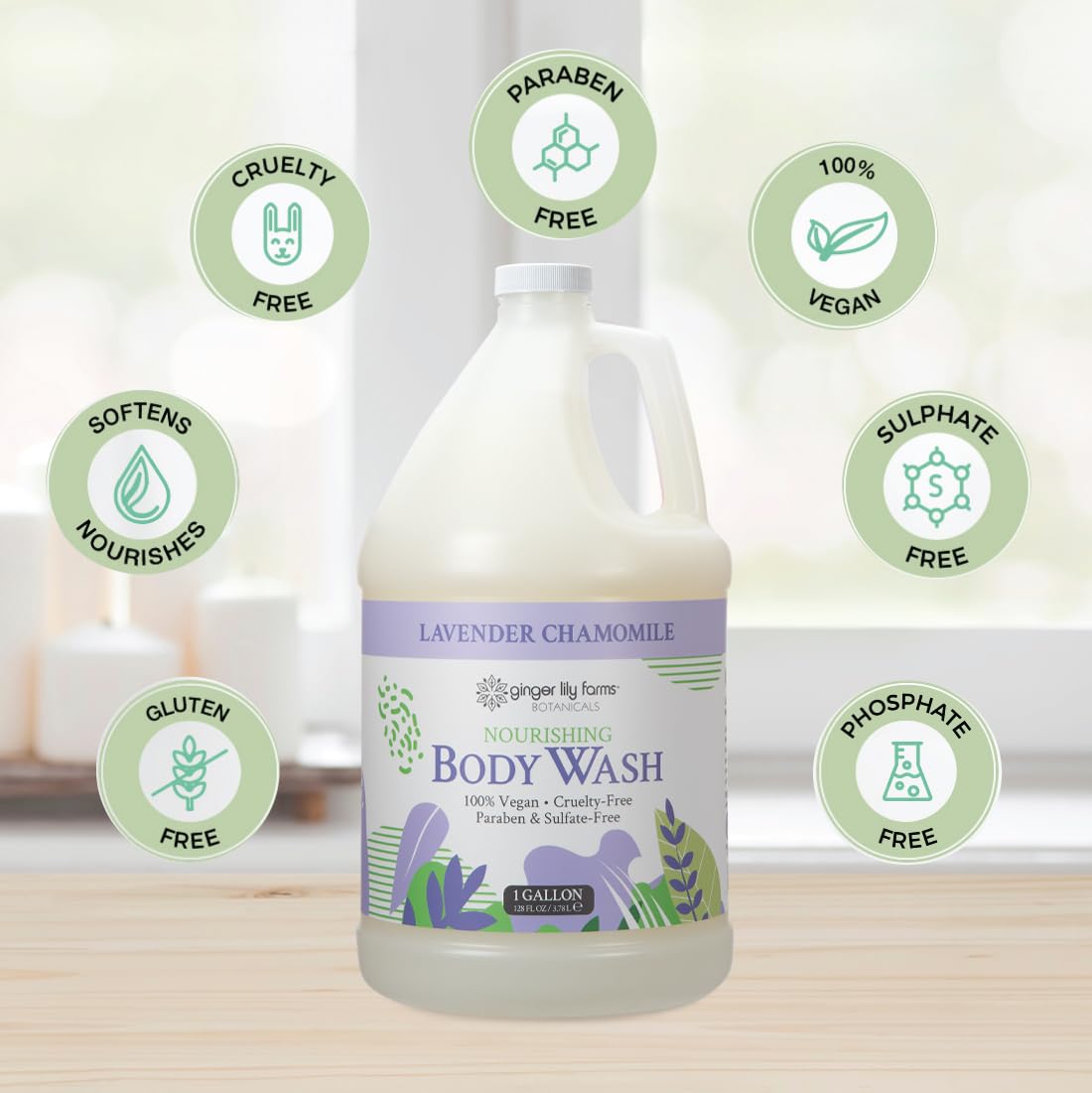 Ginger Lily Farms Botanicals body wash ingredients include vitamin B5 and aloe.
