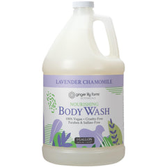 Ginger Lily Farms Botanicals body wash pour with lavender chamomile calming aroma.