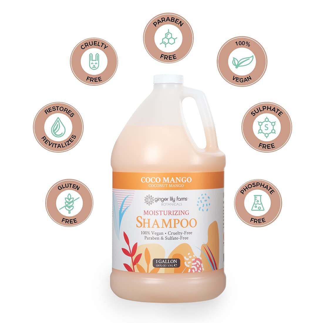 Ginger Lily Farms Coco Mango shampoo on hand demonstrates silky slip and scalp refreshment.