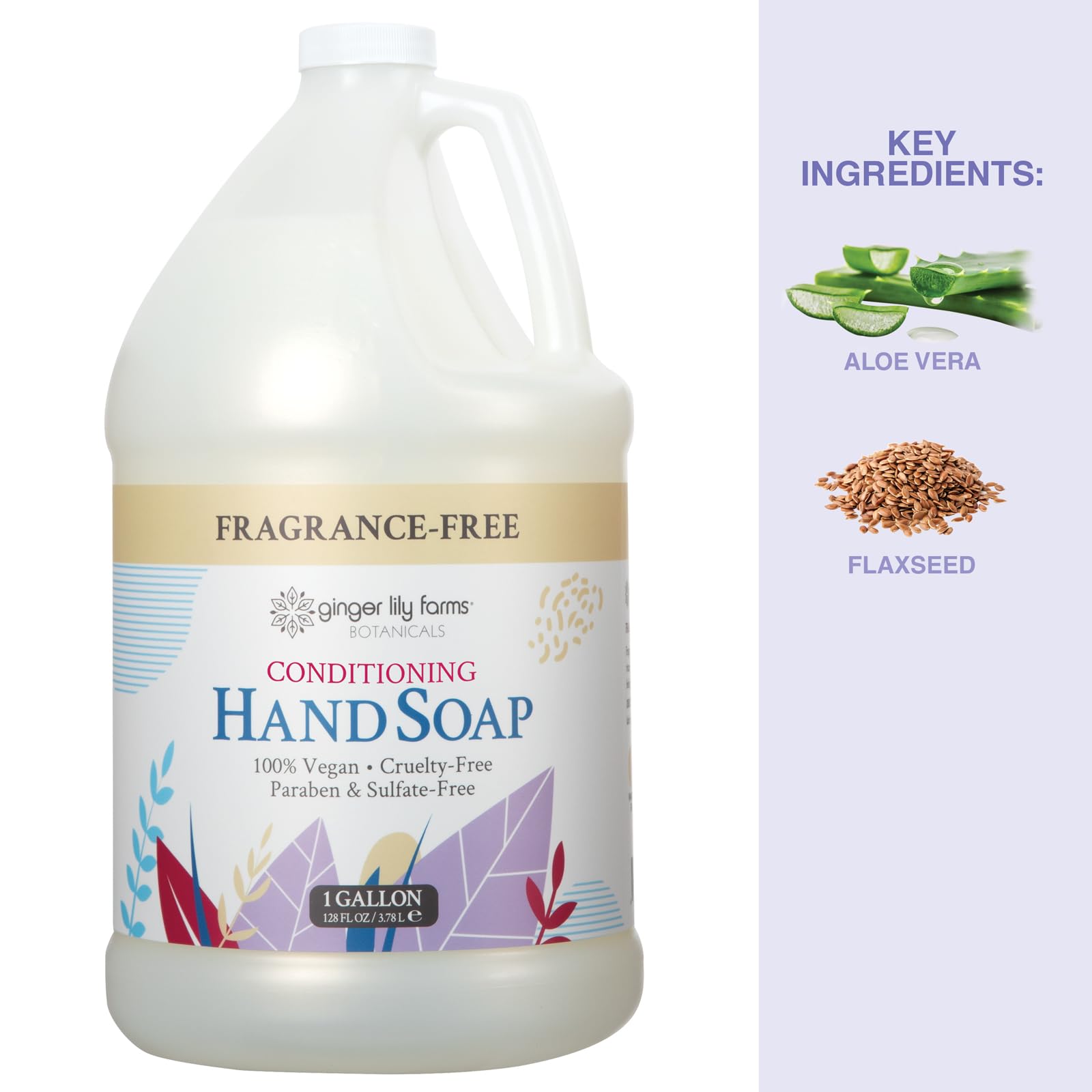 Ginger Lily Farms Botanicals eco-friendly refill packaging communicates reduced plastic usage.