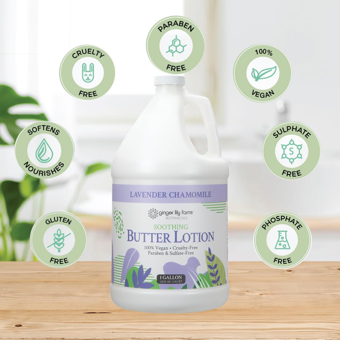 Ginger Lily Farms Botanicals 1-gallon refill packaging suitable for gyms, hotels, or spas.