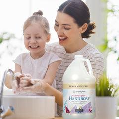 Ginger Lily Farms Botanicals hand soap refill graphic info underscores vegan and cruelty-free ingredients.