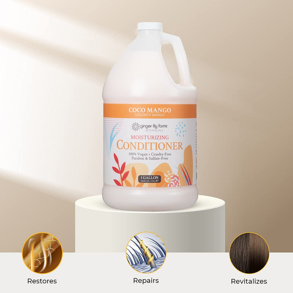 Ginger Lily Farms Botanicals moisturizing conditioner application demonstrates even coverage for smooth hair