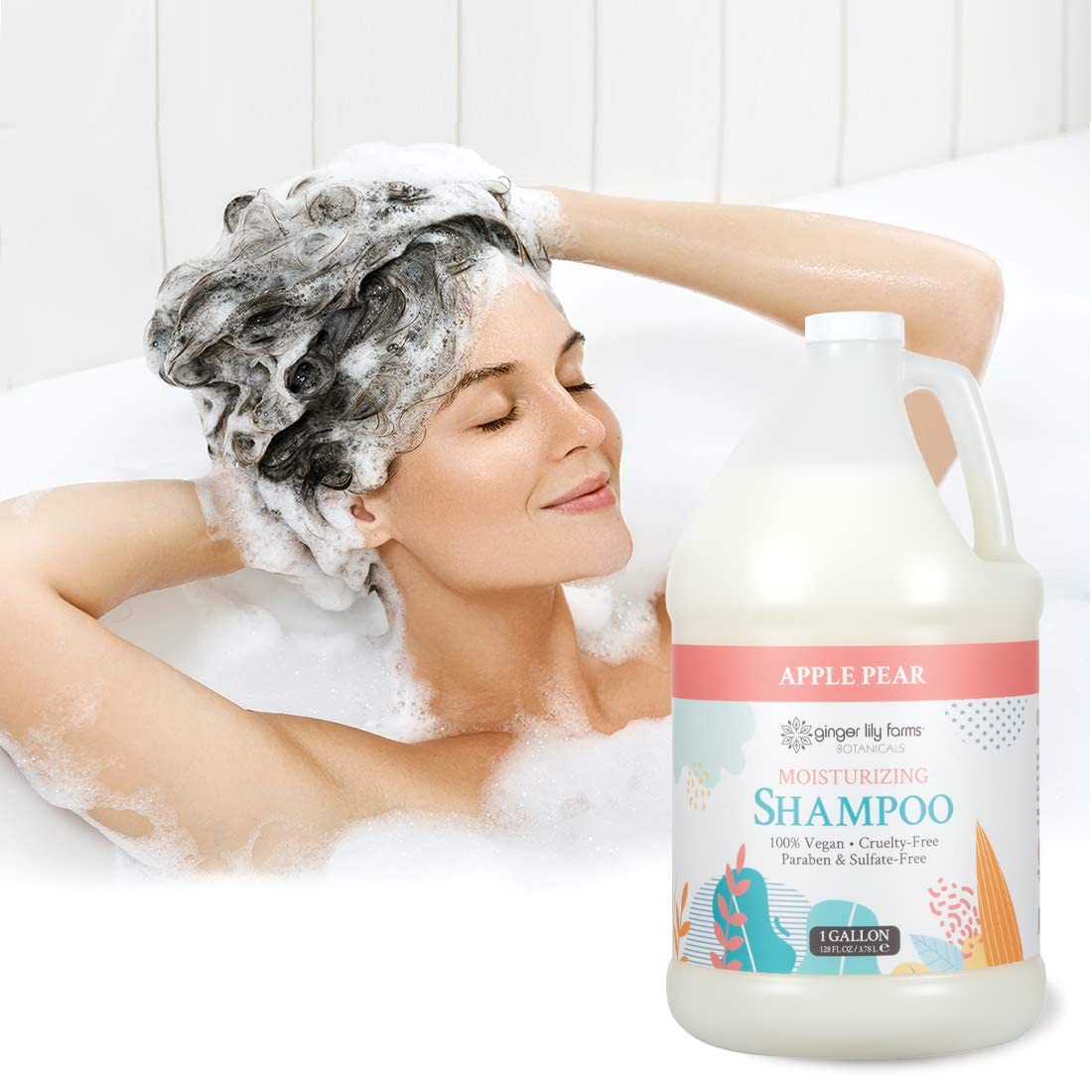 Ginger Lily Farms Botanicals moisturizing shampoo gallon refill image highlighting eco-friendly bulk packaging.
