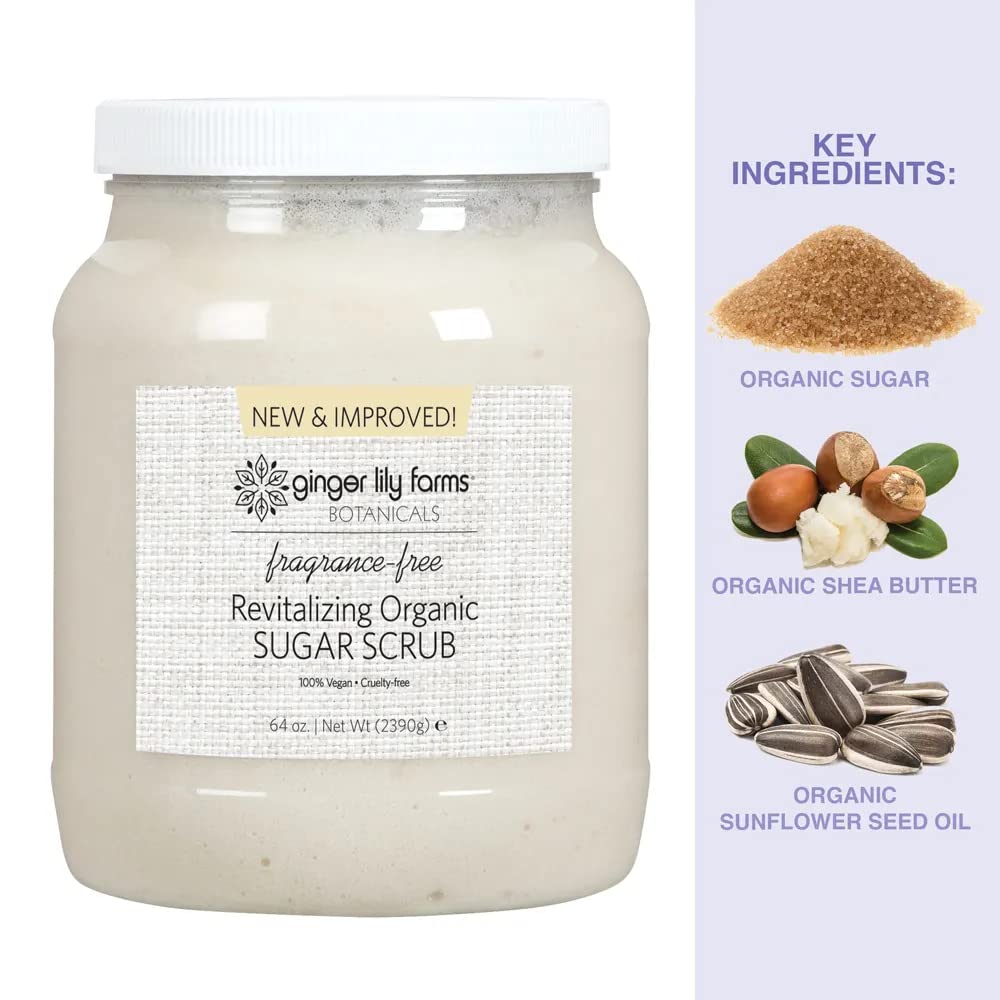 Ginger Lily Farms Botanicals Organic Shea Butter Pellets suggest natural moisture in scrub