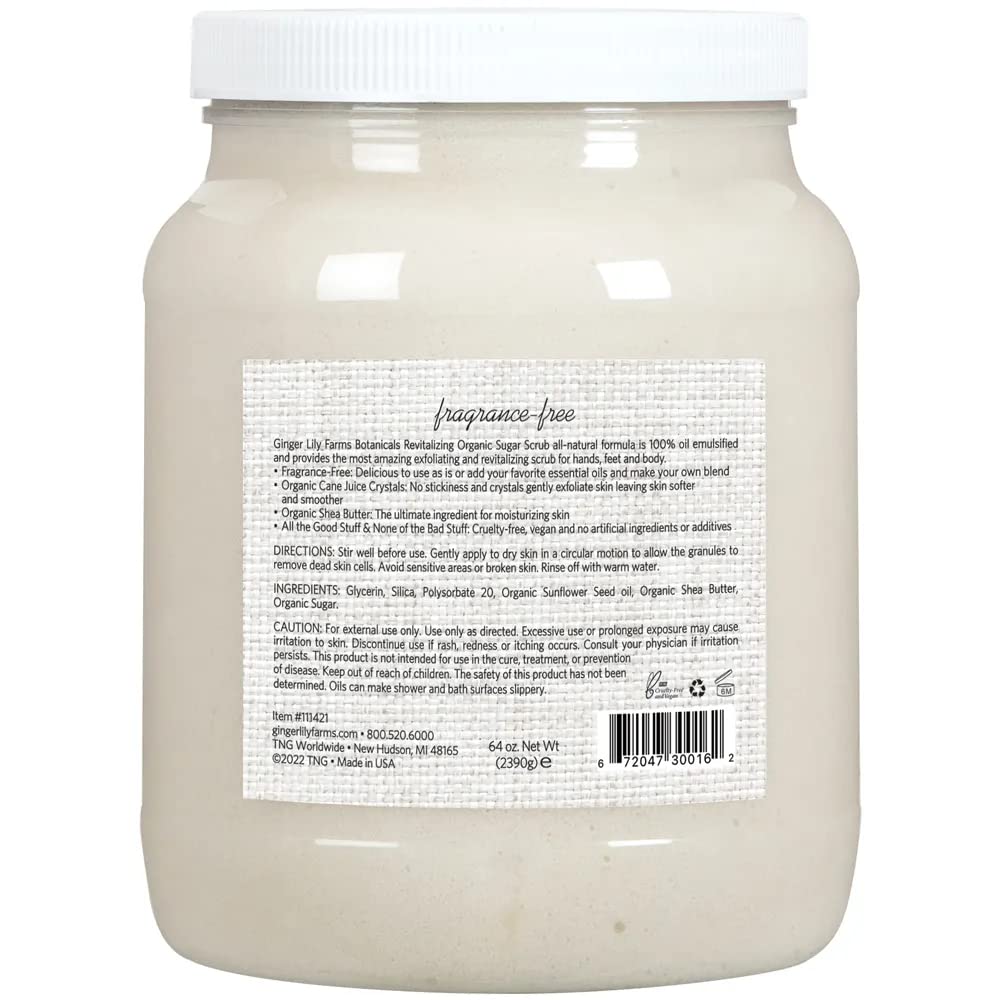 Ginger Lily Farms Botanicals Organic Sugar Crystals closeup demonstrates gentle exfoliation for softer skin