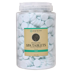 Ginger Lily Farms Botanicals pedicure tablets packaging highlights ocean scent and value.