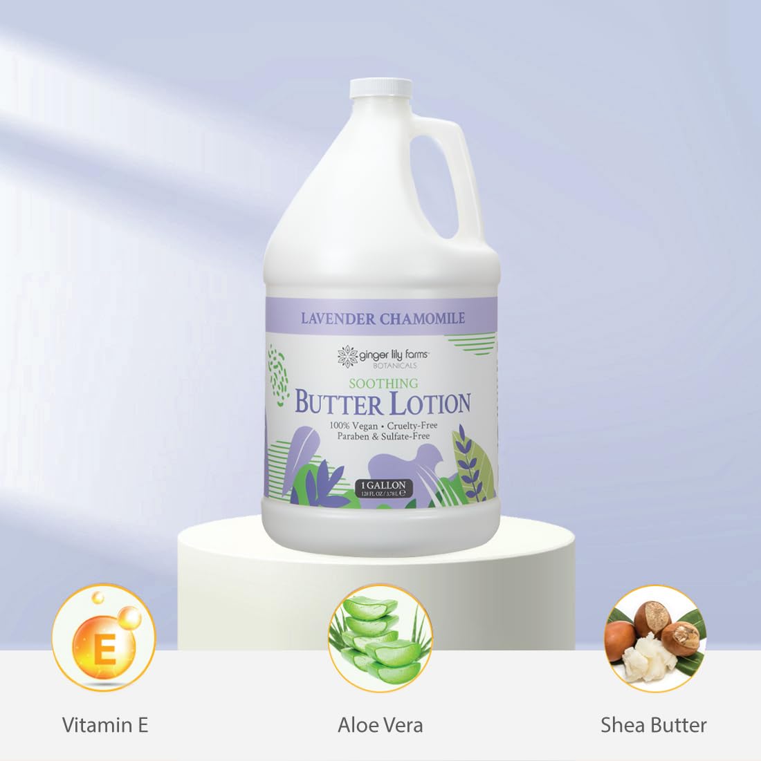 Ginger Lily Farms Botanicals lotion beside a pool setup ideal for hotel or spa use.