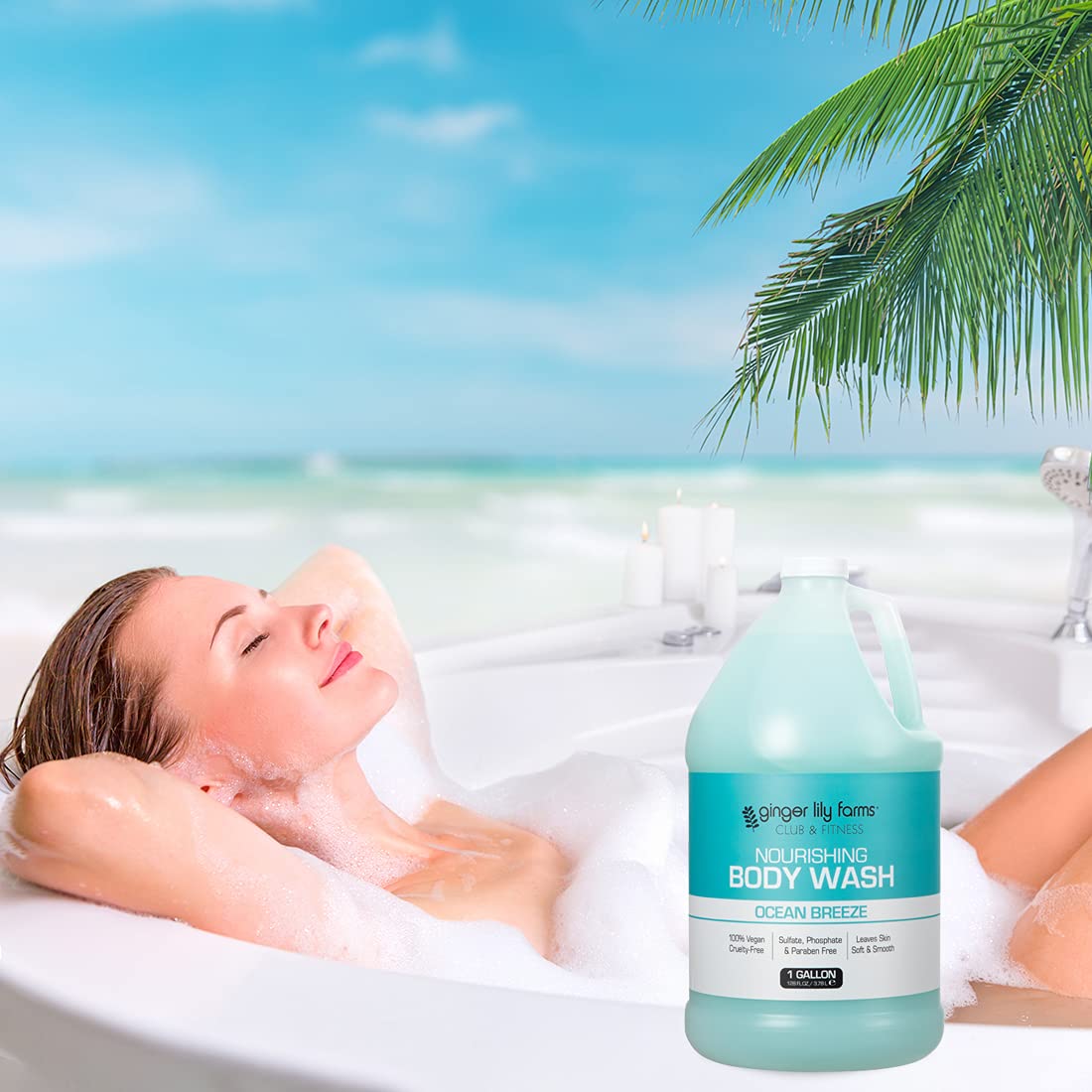 Ginger Lily Farms Club and Fitness rich-lather shot showcases creamy texture for smooth skin.