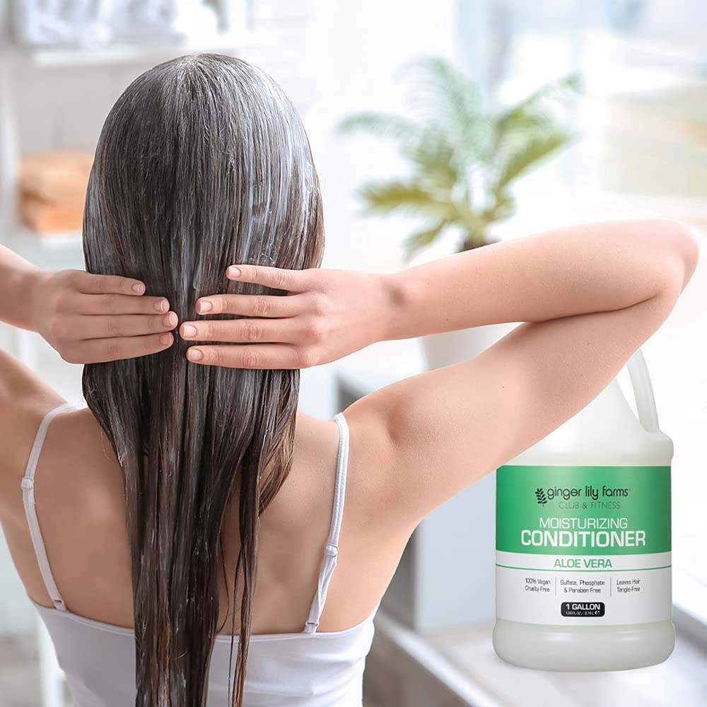 Ginger Lily Farms Club & Fitness conditioner in locker room setup; ideal for commercial refills.