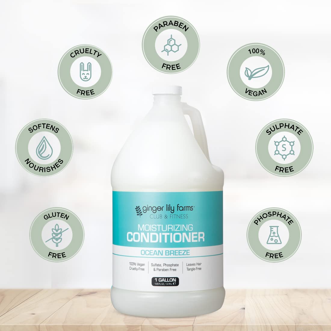 Ginger Lily Farms Club & Fitness cruelty-free logo closeup signals ethical vegan care