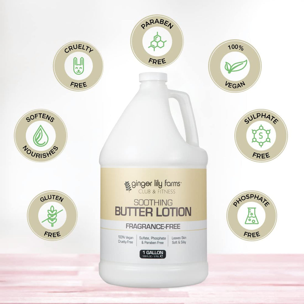 Ginger Lily Farms club fitness 1-gallon refill packaging illustrating eco-friendly bulk skincare solution