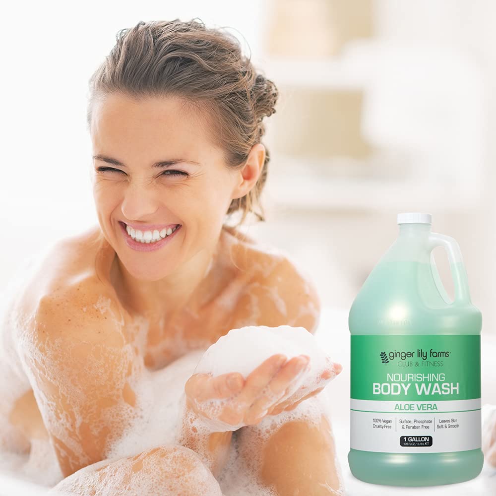 Ginger Lily Farms Club & Fitness Nourishing Body Wash refill bottle 128 oz emphasizes eco-friendly locker room refills